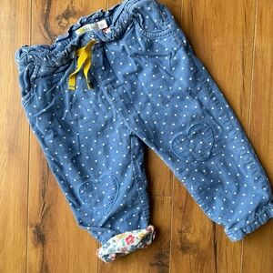 Mini Boden Blue Polka Dot Lined Cords with Heart Patches